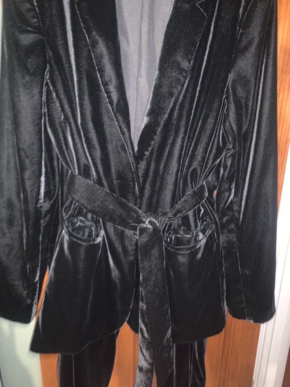 Ann Taylor Black Velvet Belted Pantsuit - Picture 2 of 5